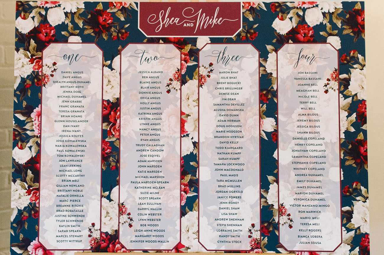 fall floral seating chart