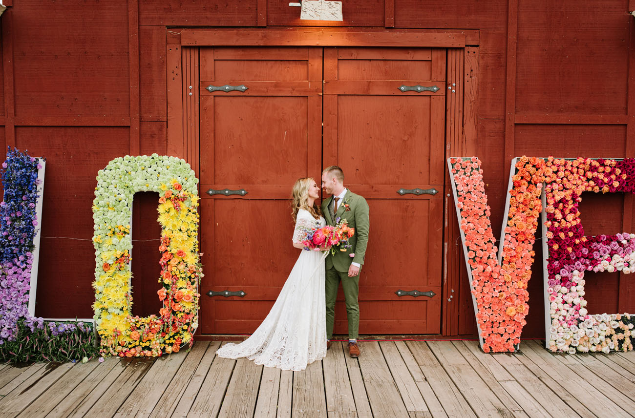 giant floral LOVE letters