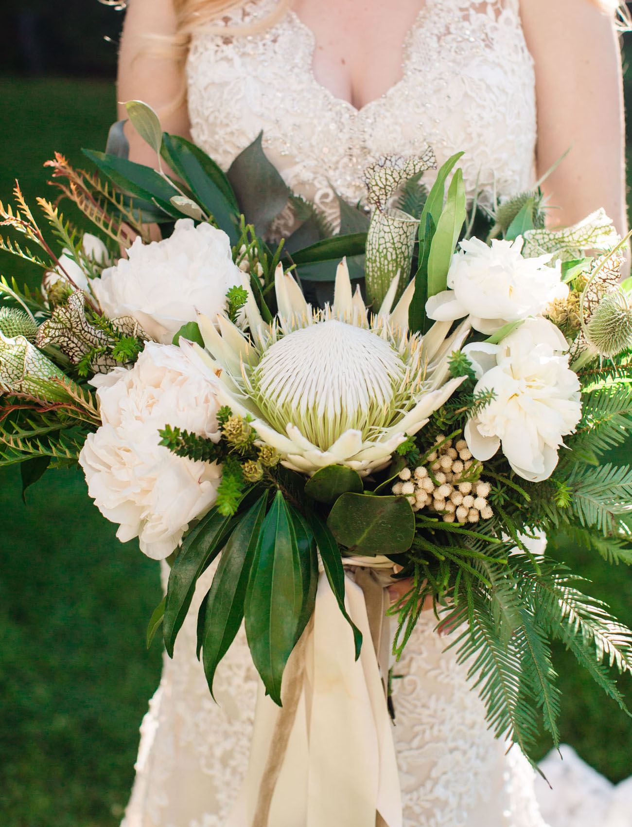 white protea bouquet