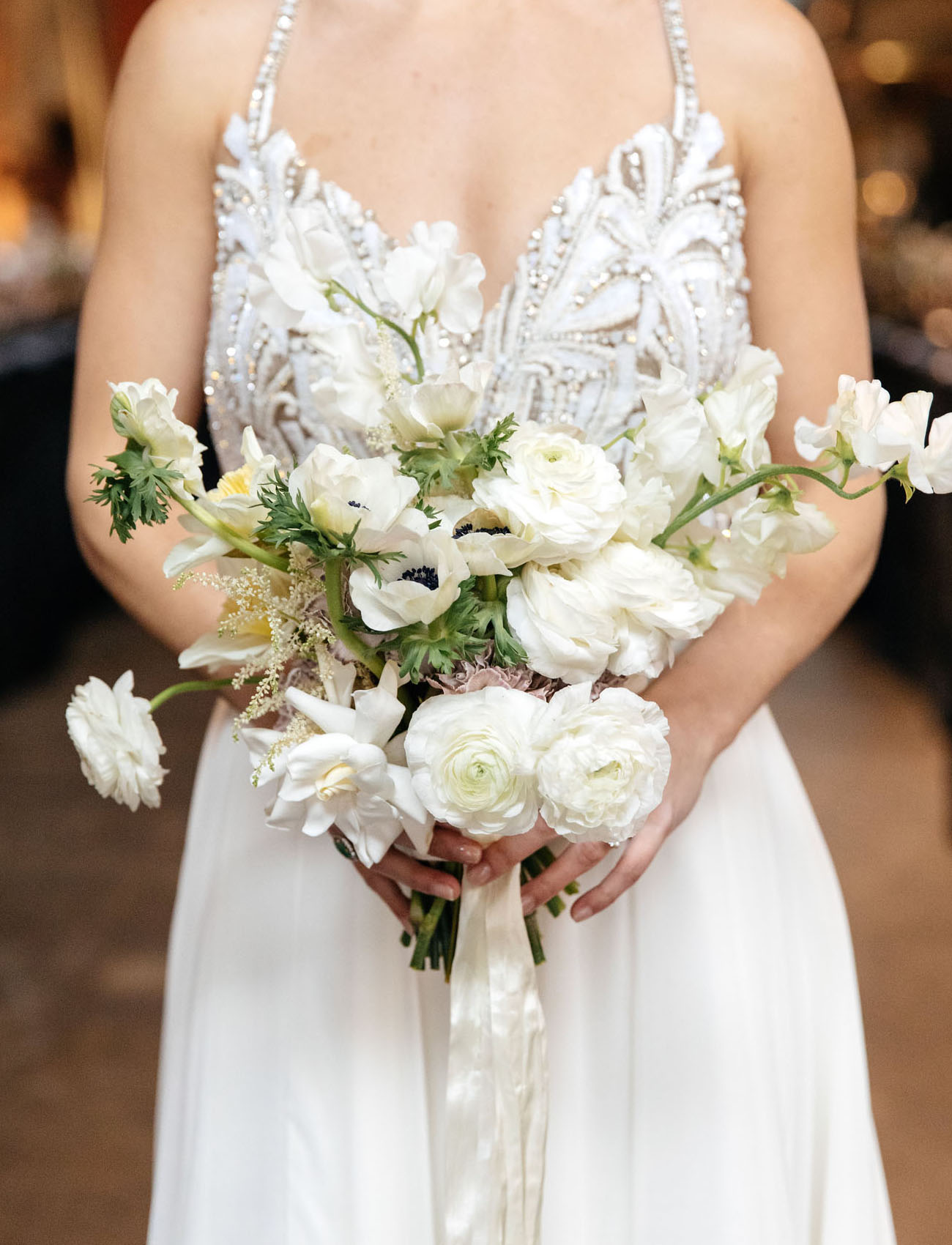 white ranunculus bouquet