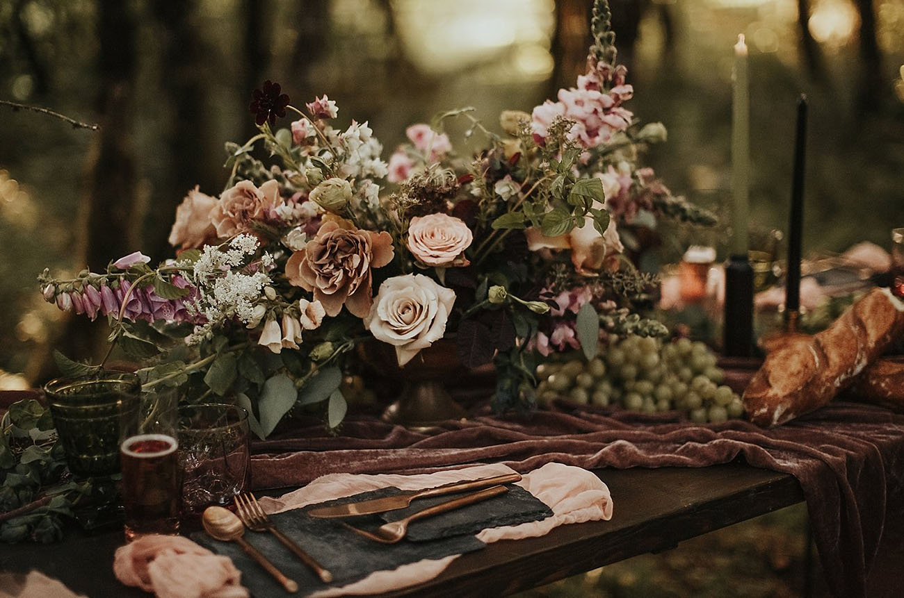 tablescape in the woods