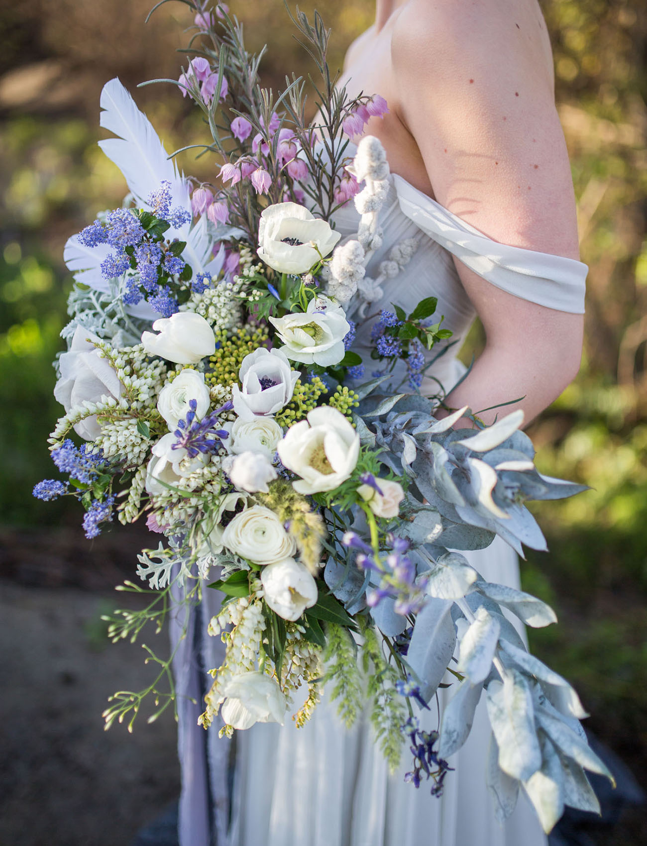 anemone and blue bouquet
