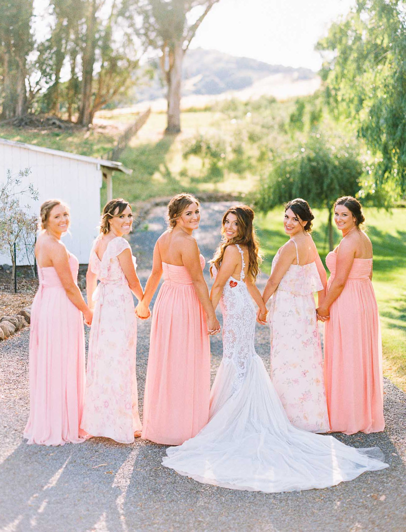 pink bridesmaids
