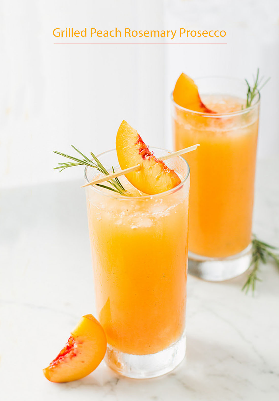 grilled peach rosemary prosecco