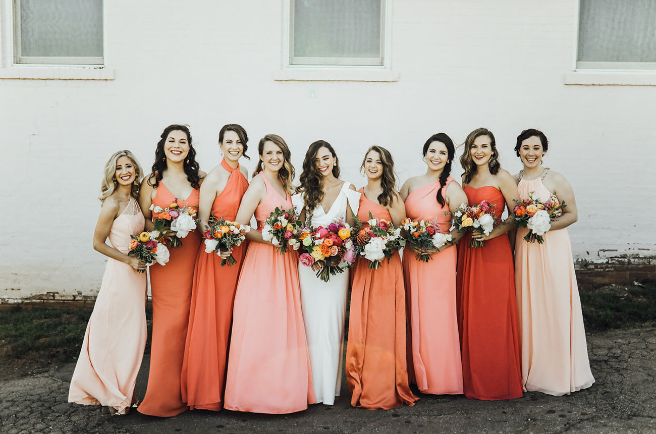 coral bridesmaids