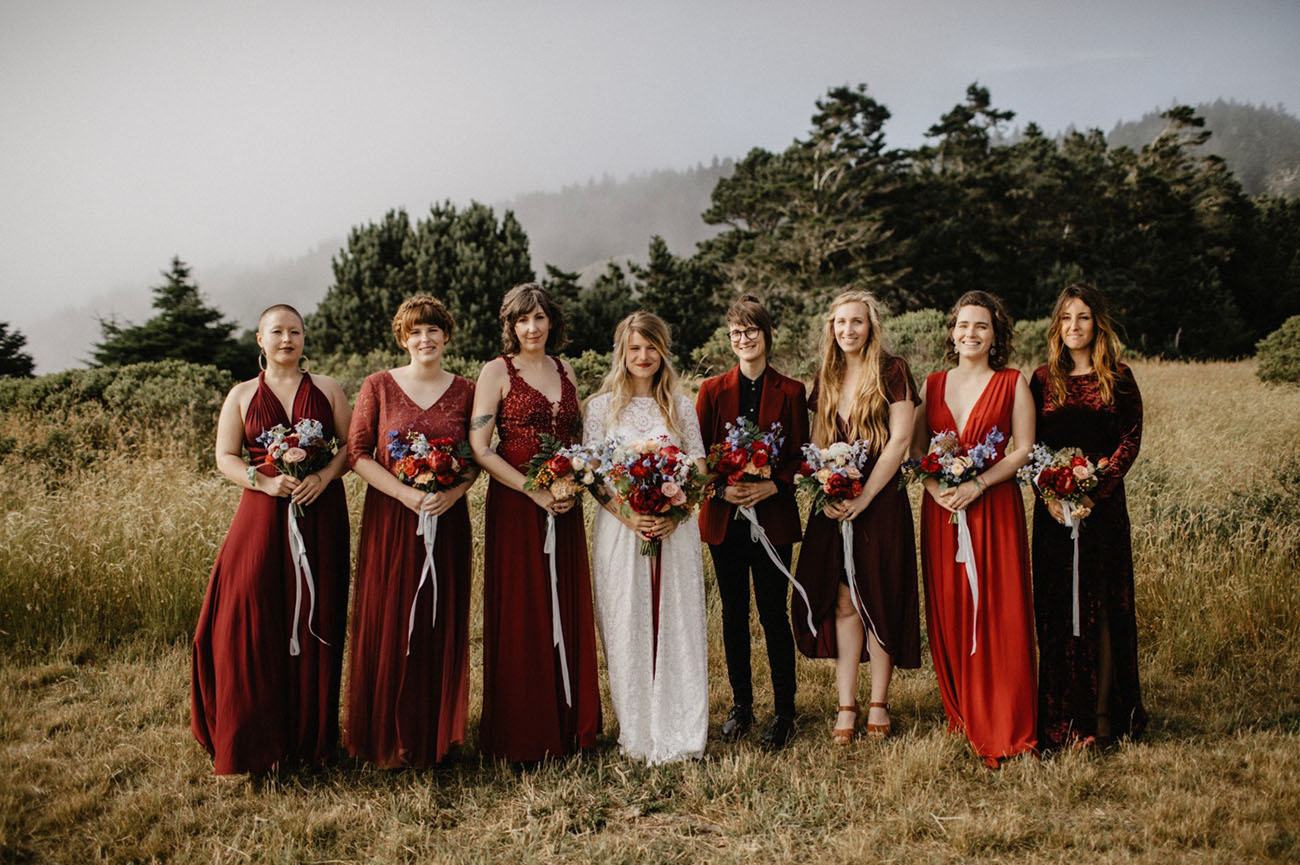 red bridesmaids