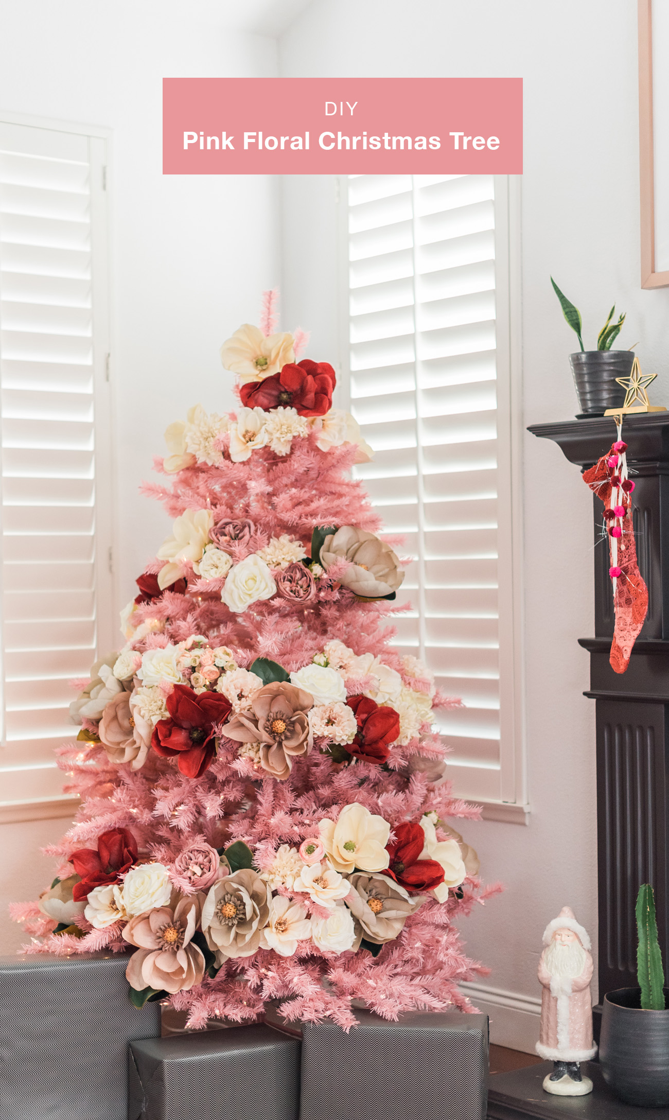DIY a Pink Floral Christmas Tree 