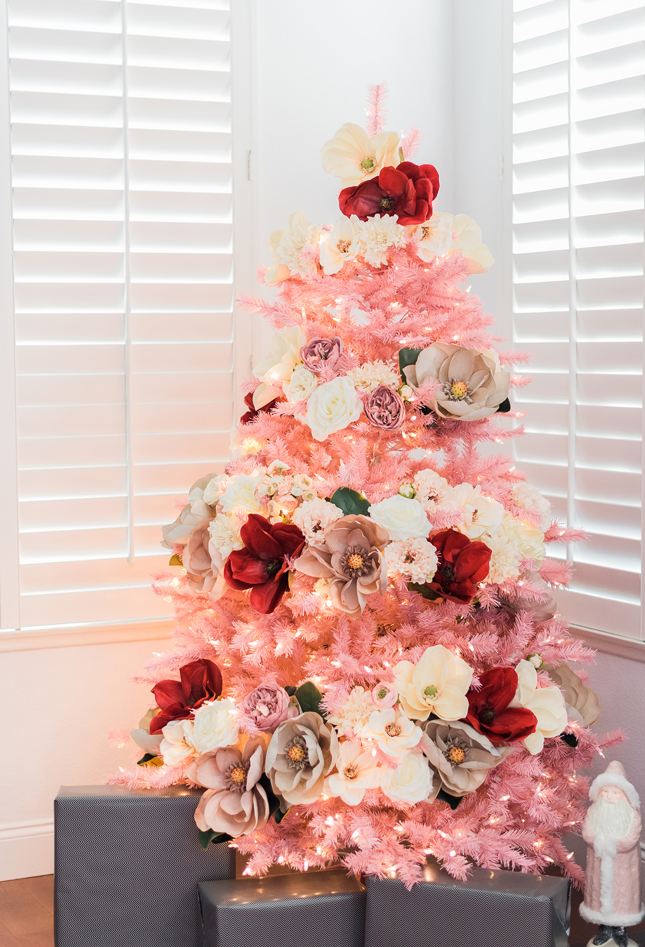 pink floral christmas tree