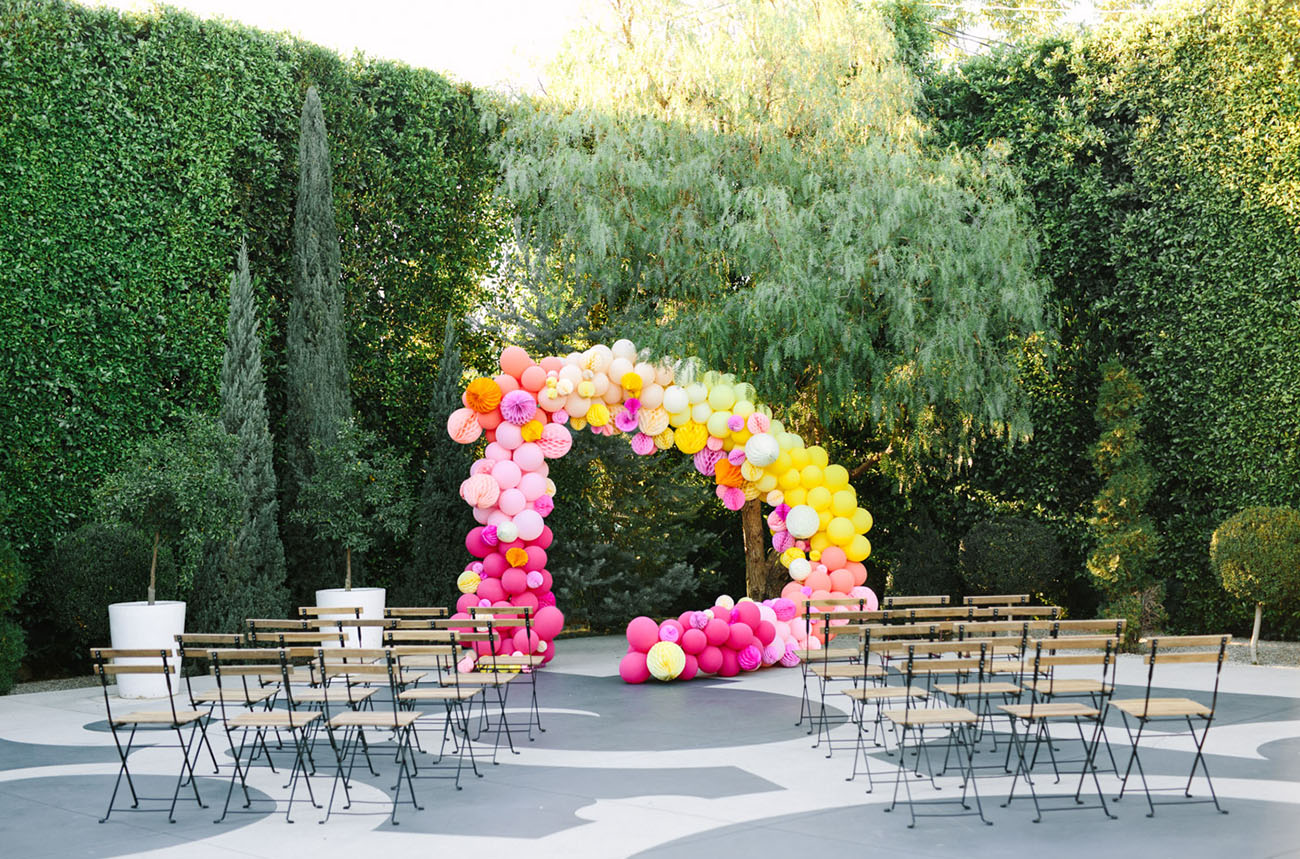 pink balloon arch backdrop