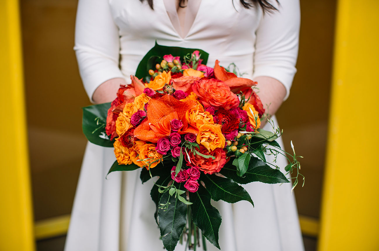 orange and red bouquet