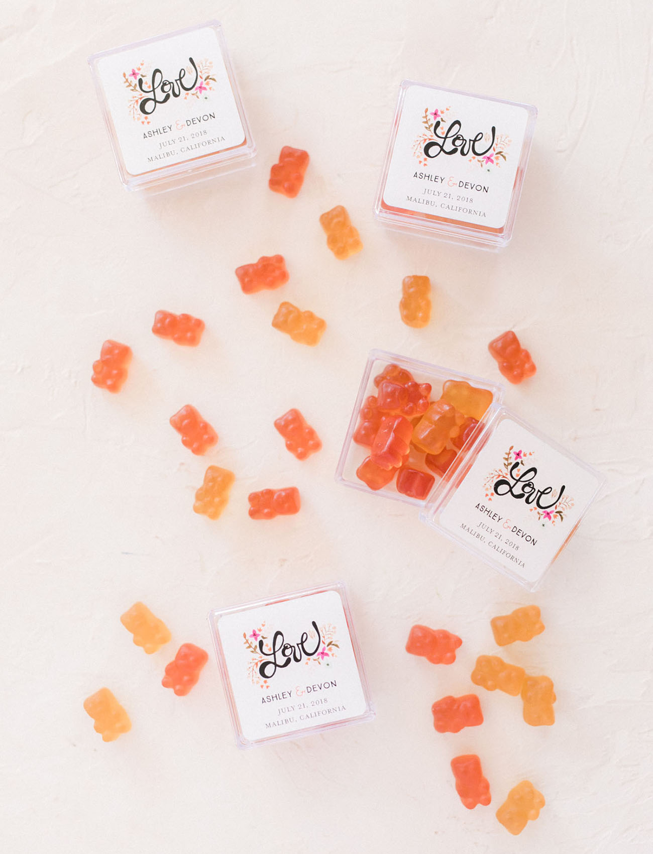 Shutterfly Day Of Decor + gummies for the bridal party and guests