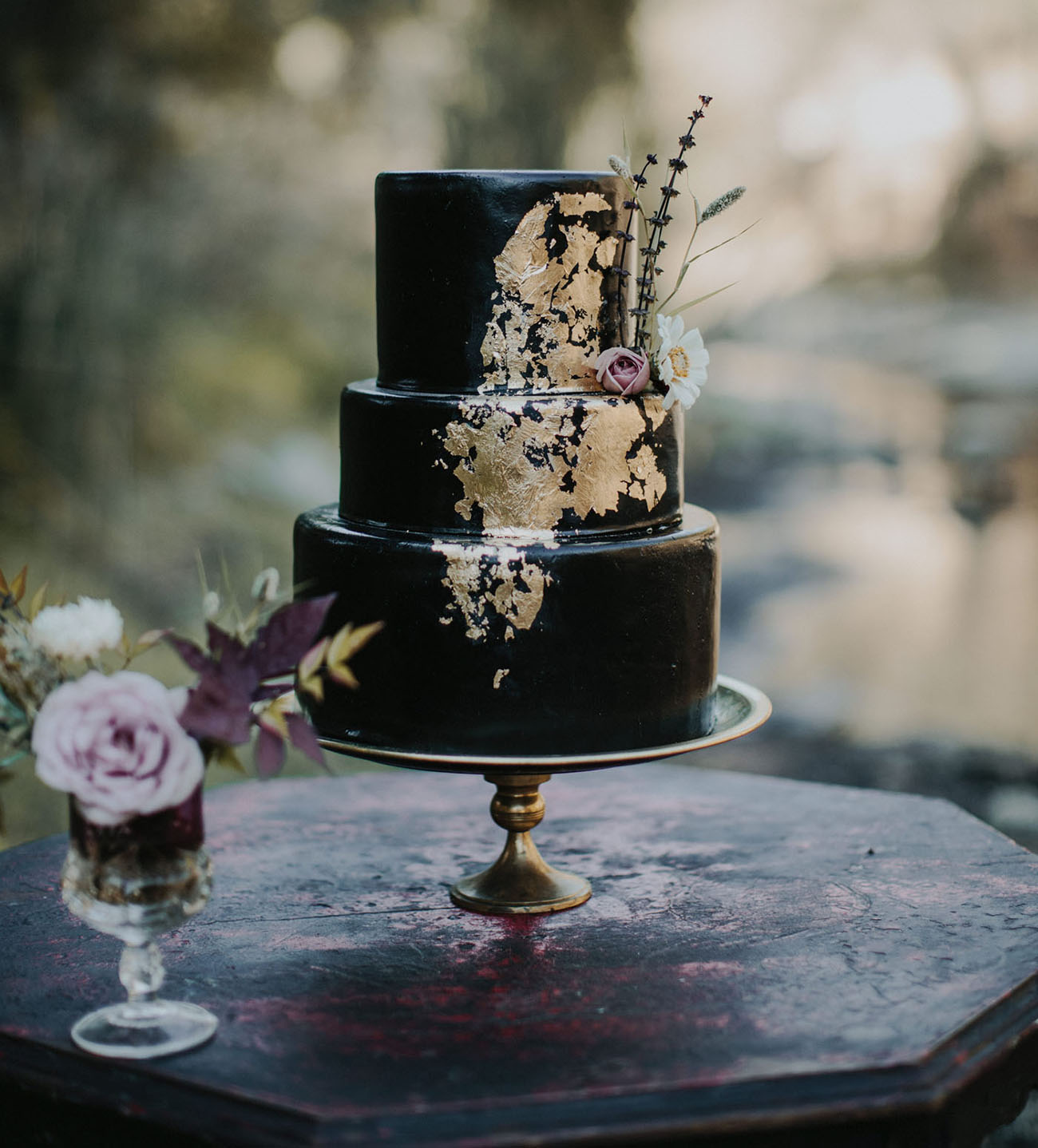 14 of the Most Chic + Unexpected Black Wedding Cakes