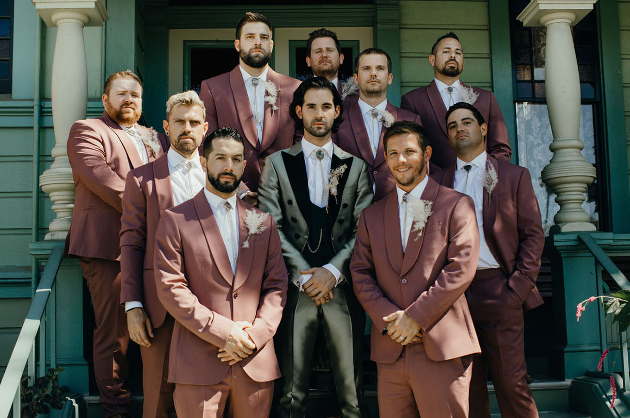 maroon groomsmen