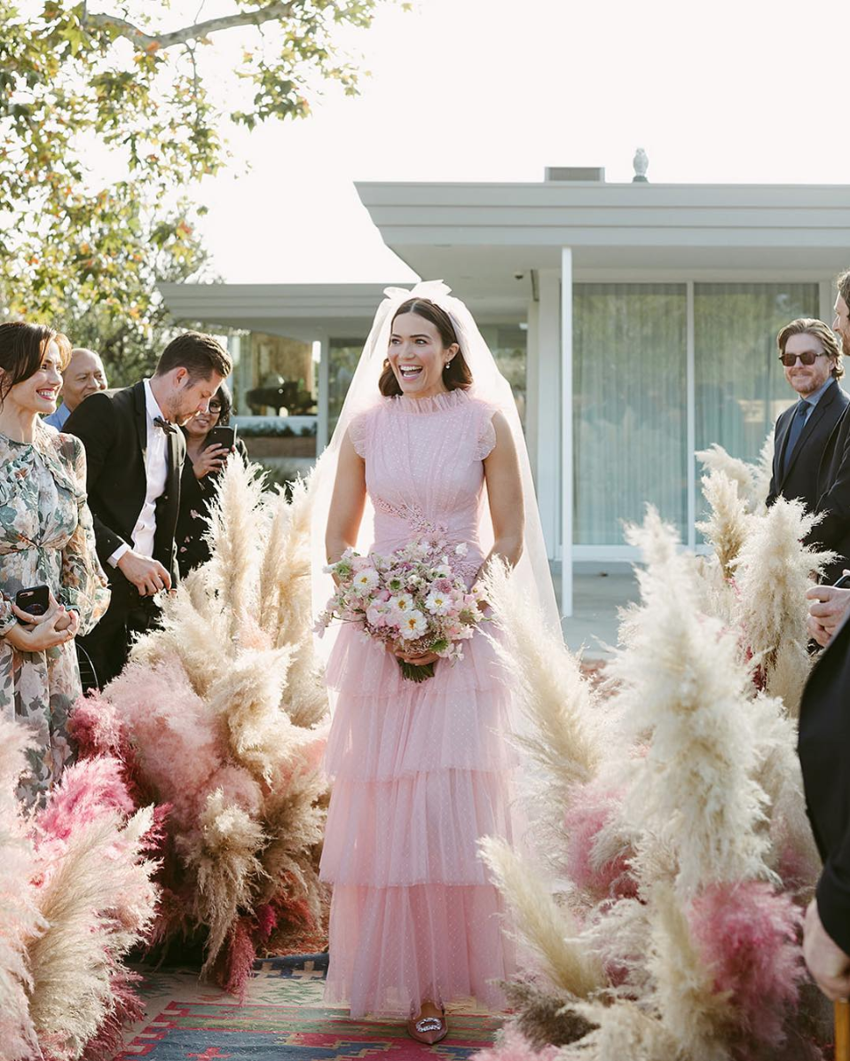 Mandy Moore's Pink Wedding Dress