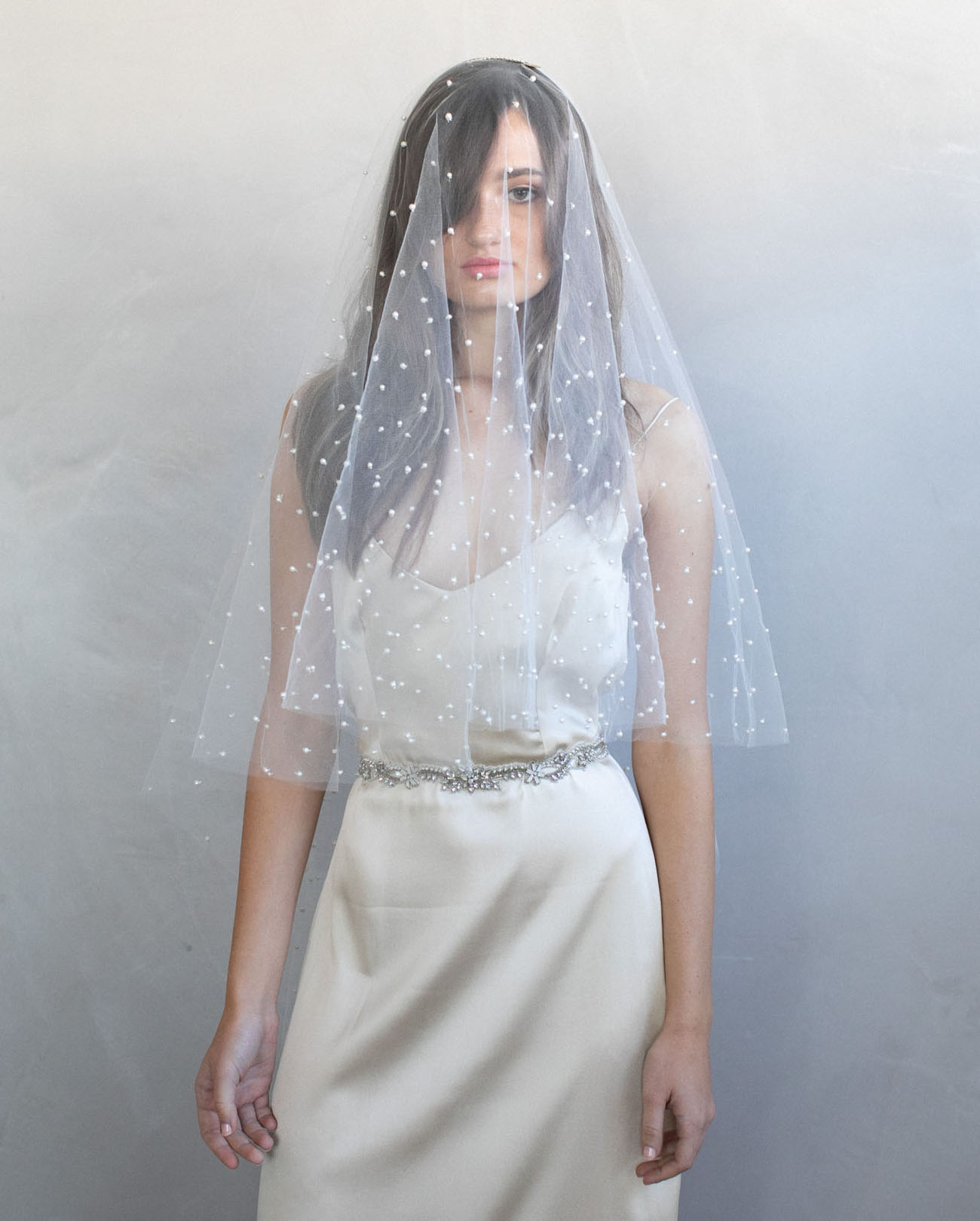 textured bridal veil