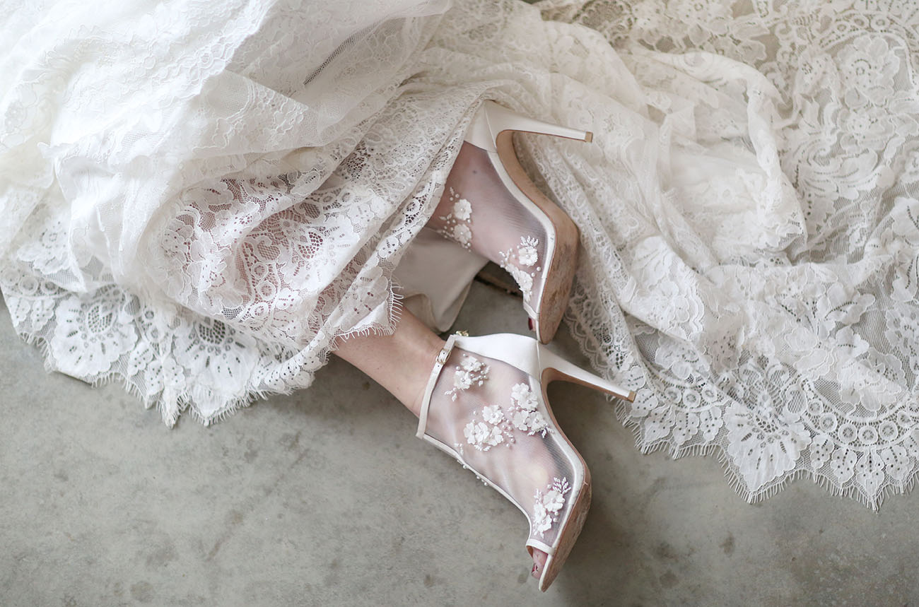 sheer floral heels