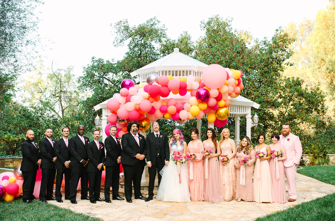 Colorful Backyard Balloon Wedding
