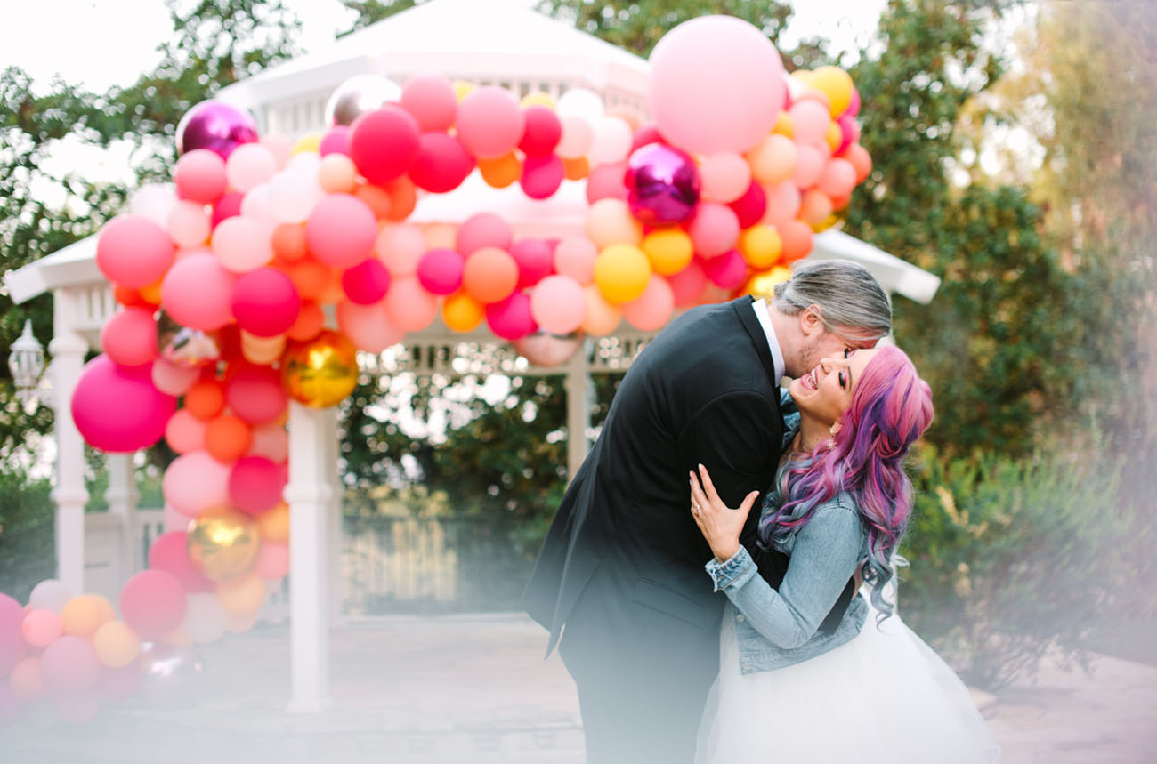 Colorful Backyard Balloon Wedding