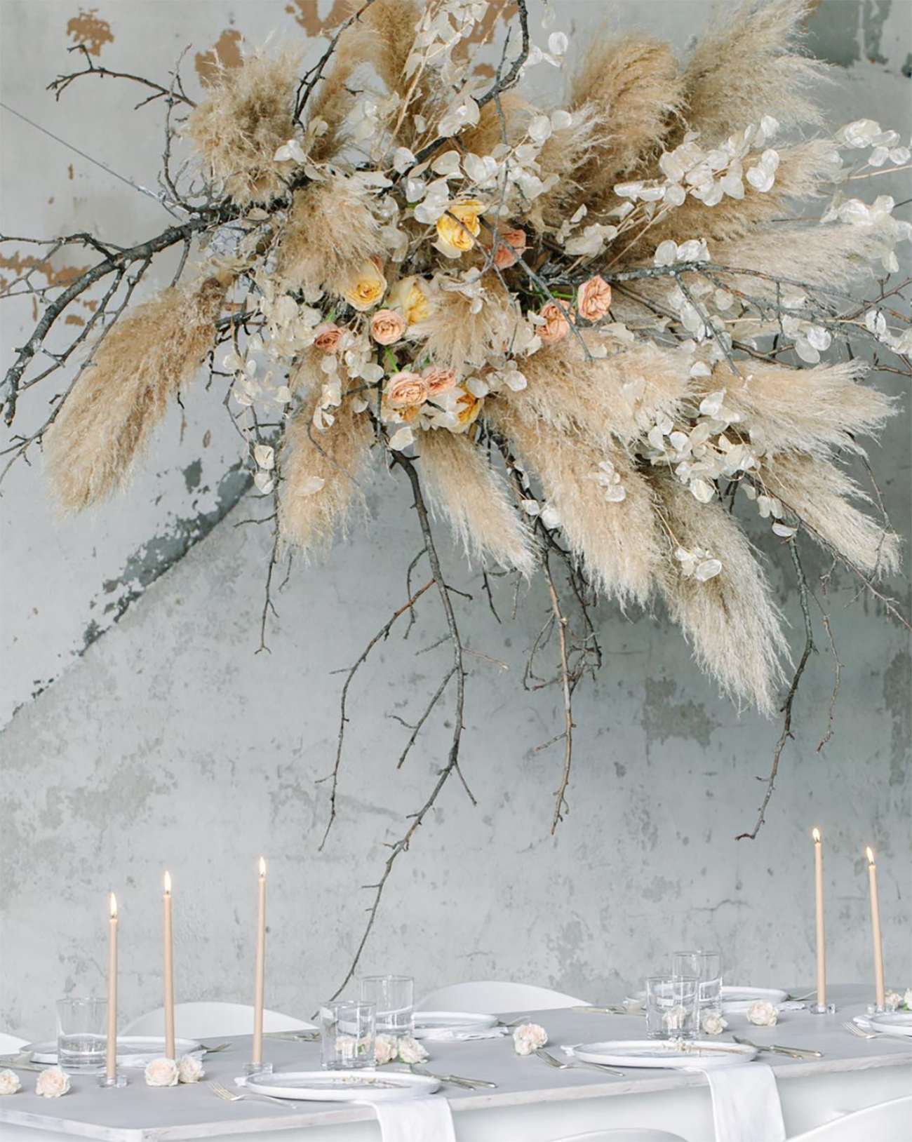 Hanging Dried Floral Pampas Grass Installation