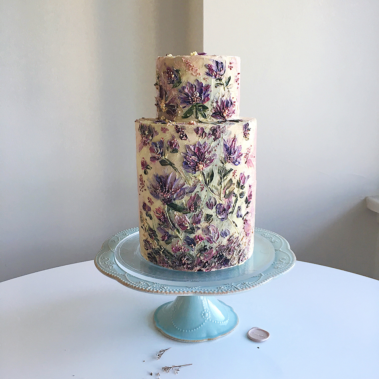 Impressionist Art Painted Floral Cake