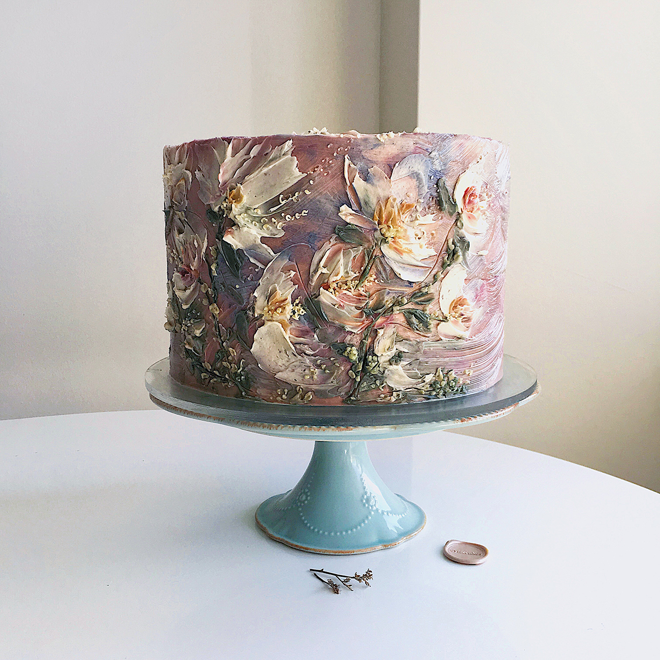 Impressionist Art Painted Floral Cake