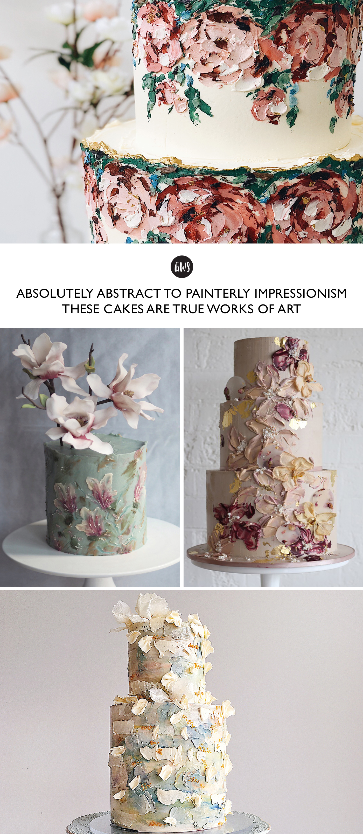 Brushstroke Impressionist Art Painted Abstract Floral Cake