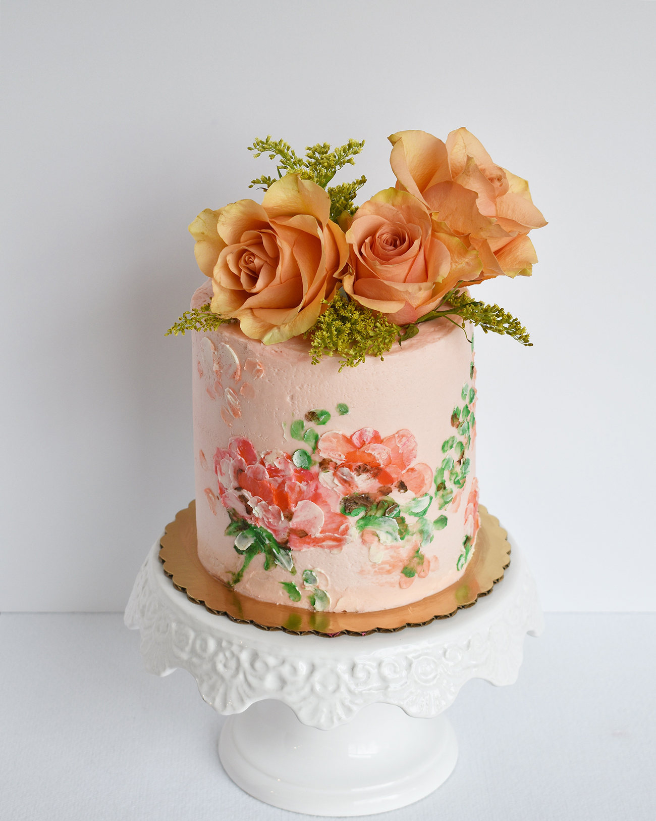 Brushstroke Impressionist Art Painted Abstract Floral Cake