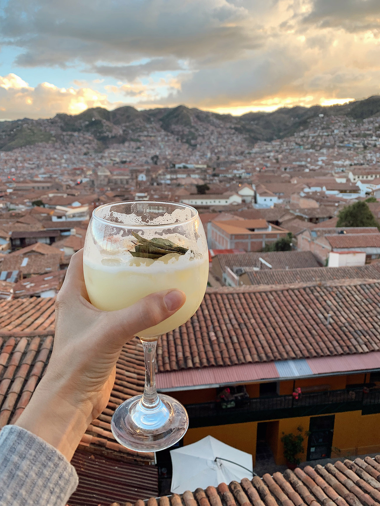 Cusco cocktail at rooftop bar