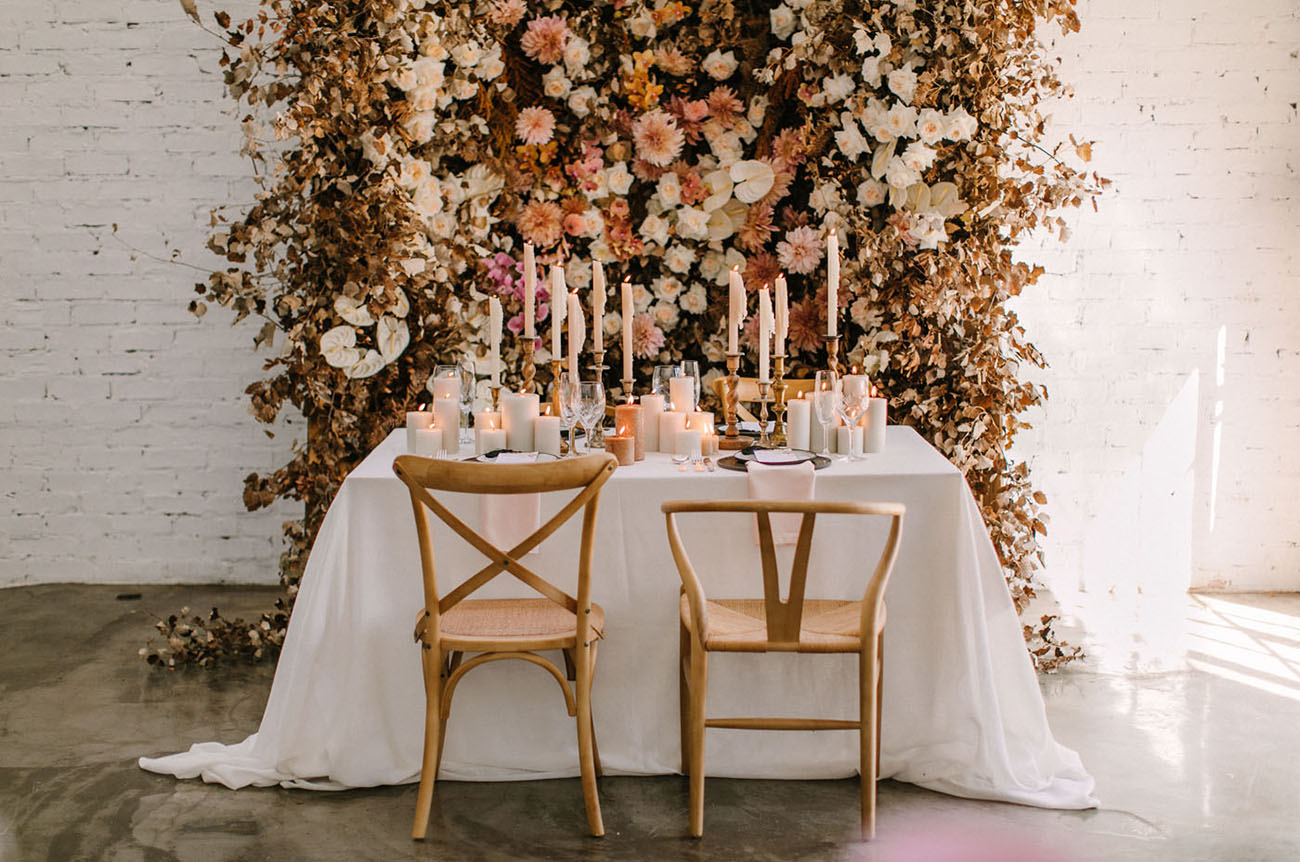 Autumn Flower Wall Wedding Inspiration