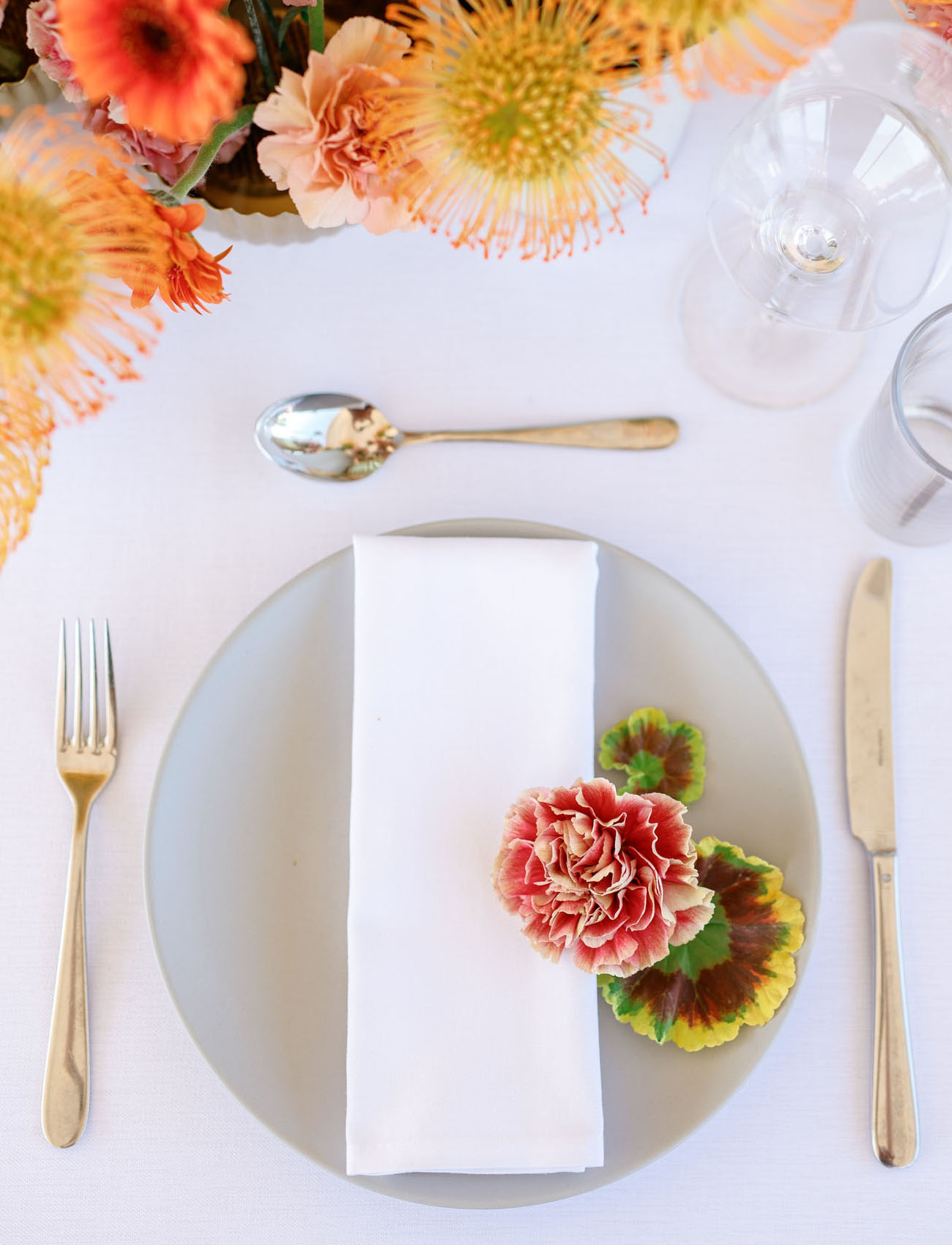 simple place setting with flowers