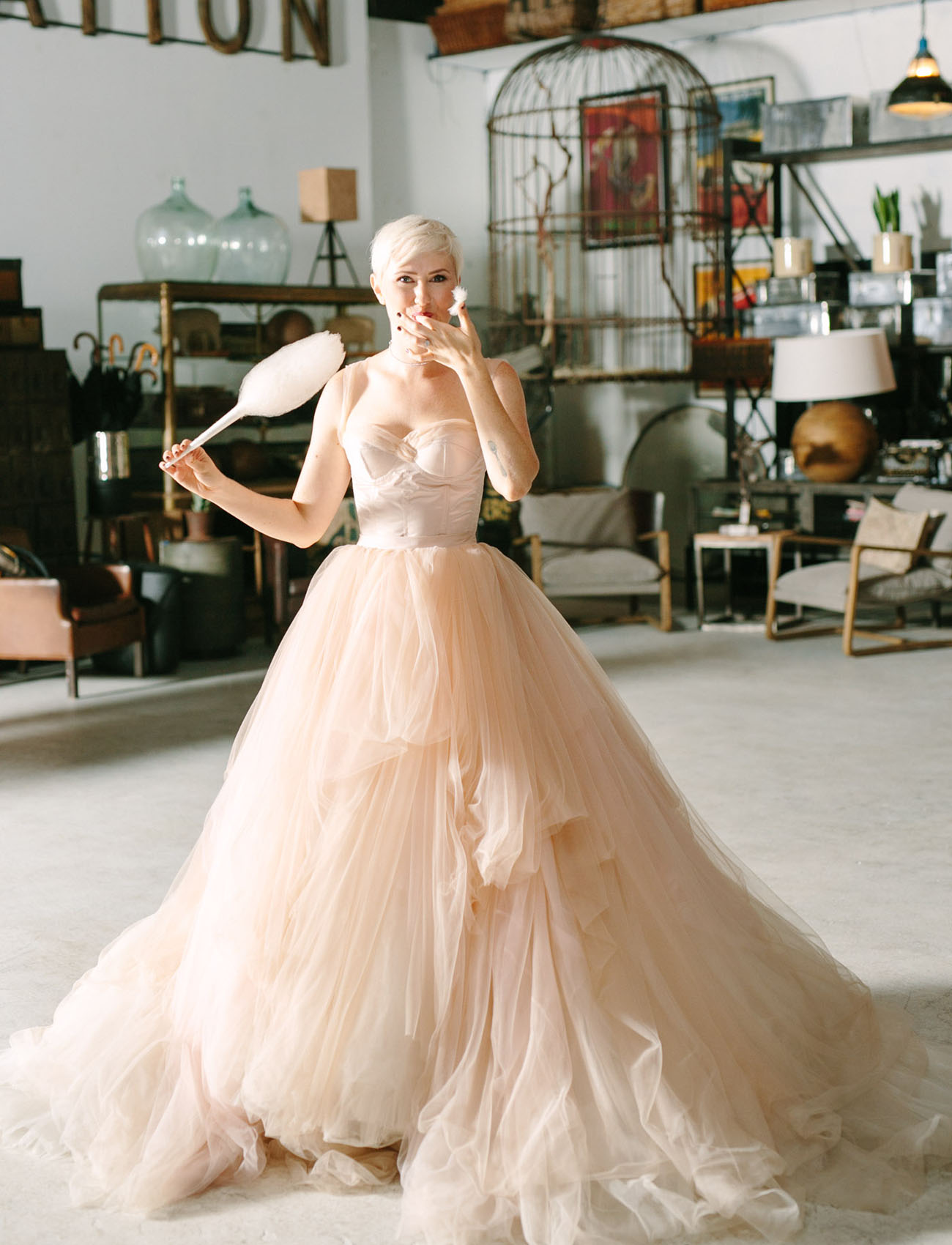 Blush Wedding Dress with Tulle