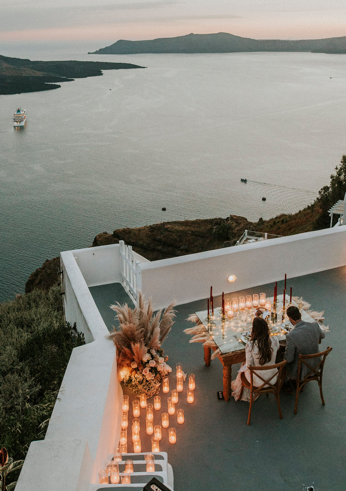 Santorini Elopement with Candles