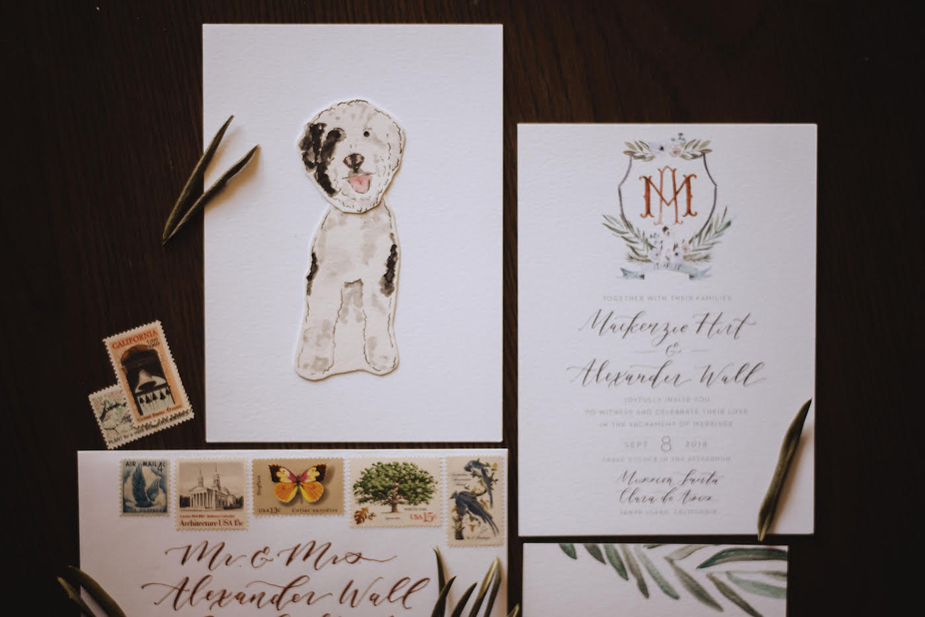 wedding invitation with dog or pets
