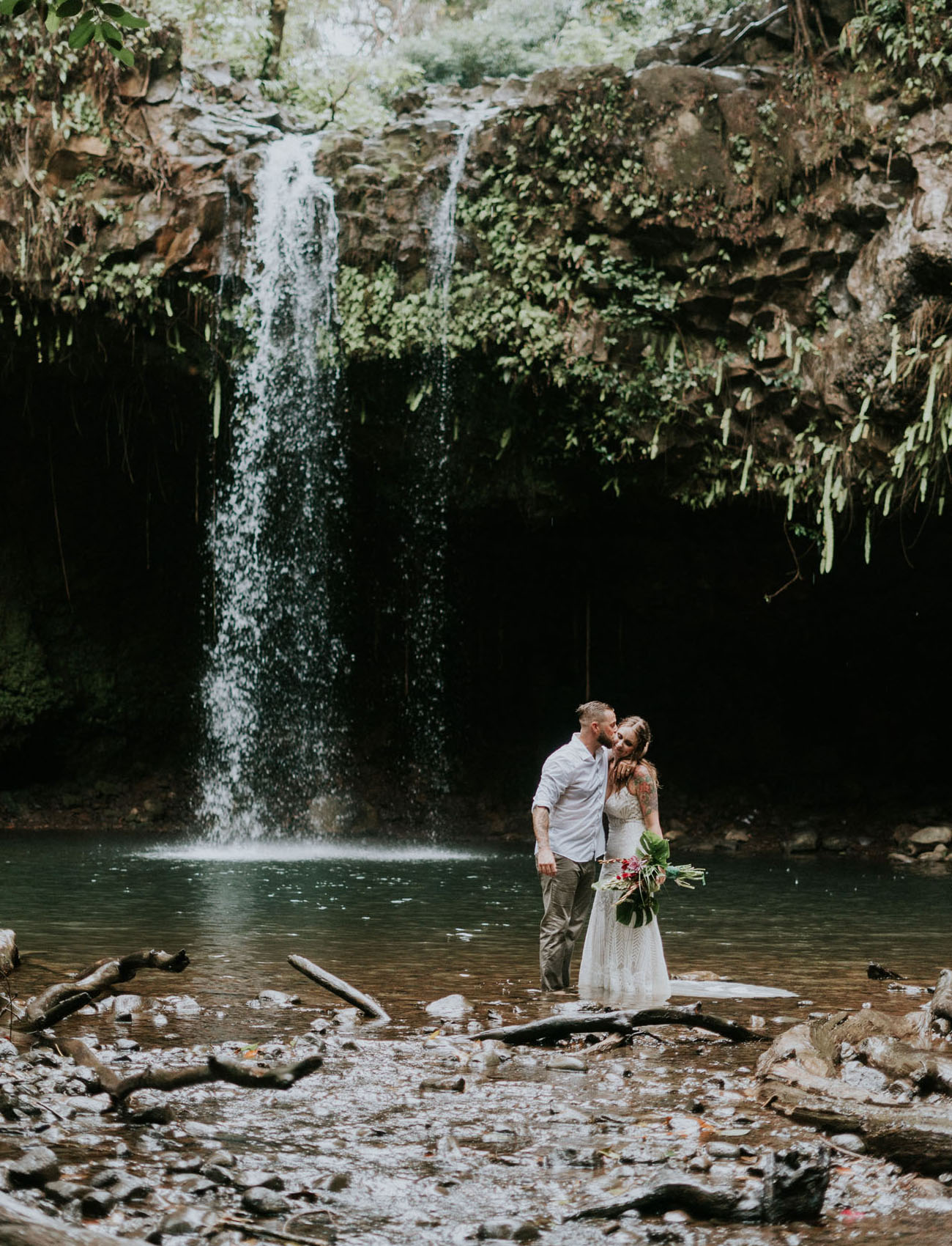 Twin Falls Maui Waterfall Elopement