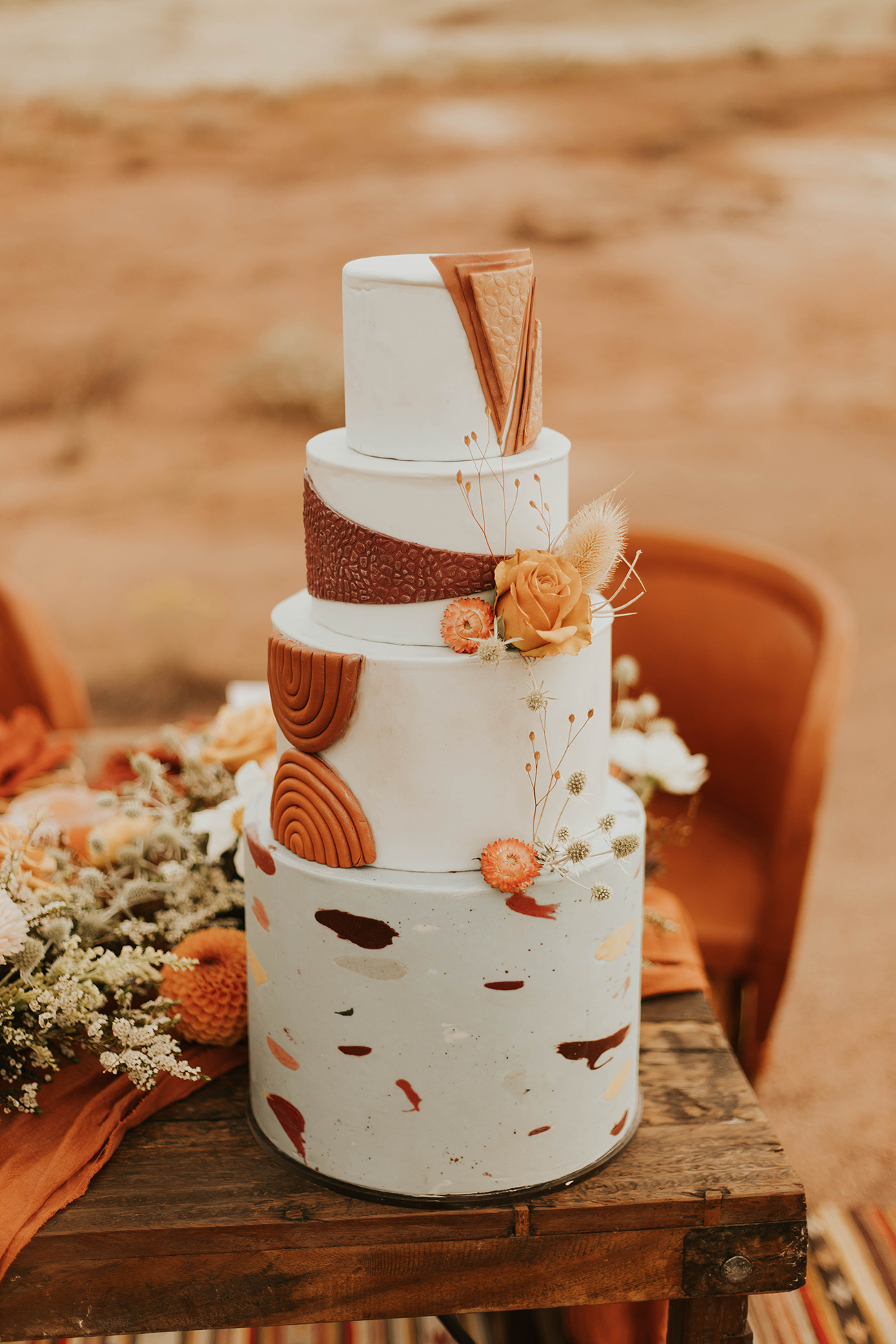 fall wedding color palette rust cake