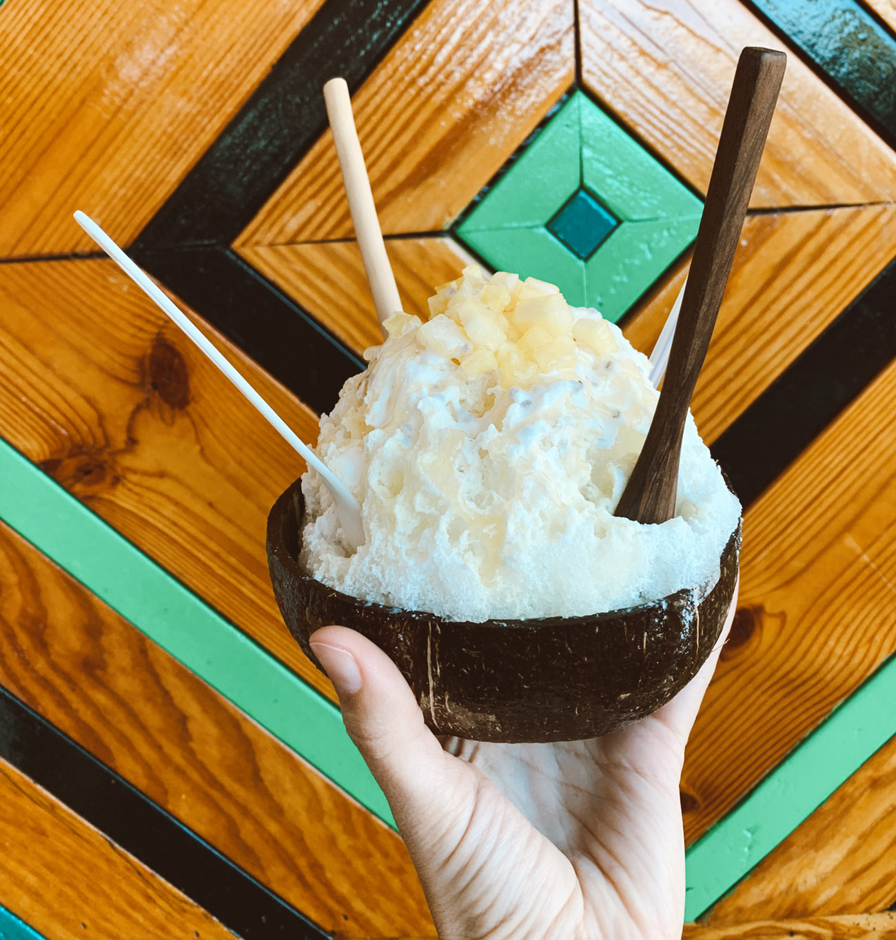 Shave Ice in Kauai in a Coconut Shell