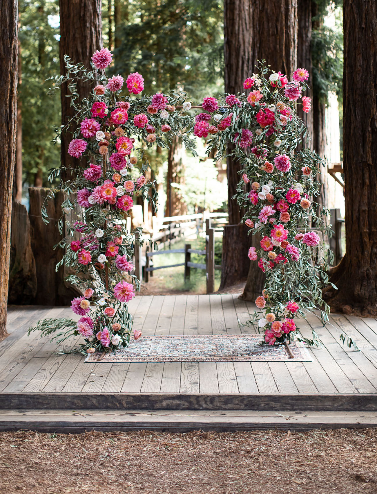pink floral arch
