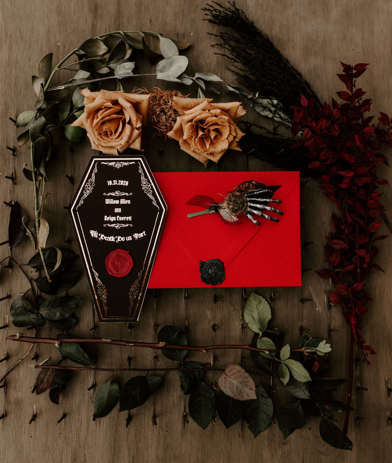 coffin wedding invitation