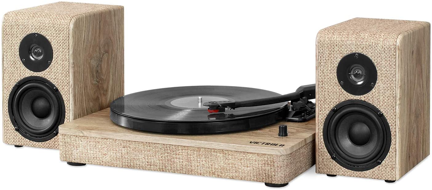 Amazon: Victrola VM-130-FOT Wood and Linen Fabric Bluetooth Record Player