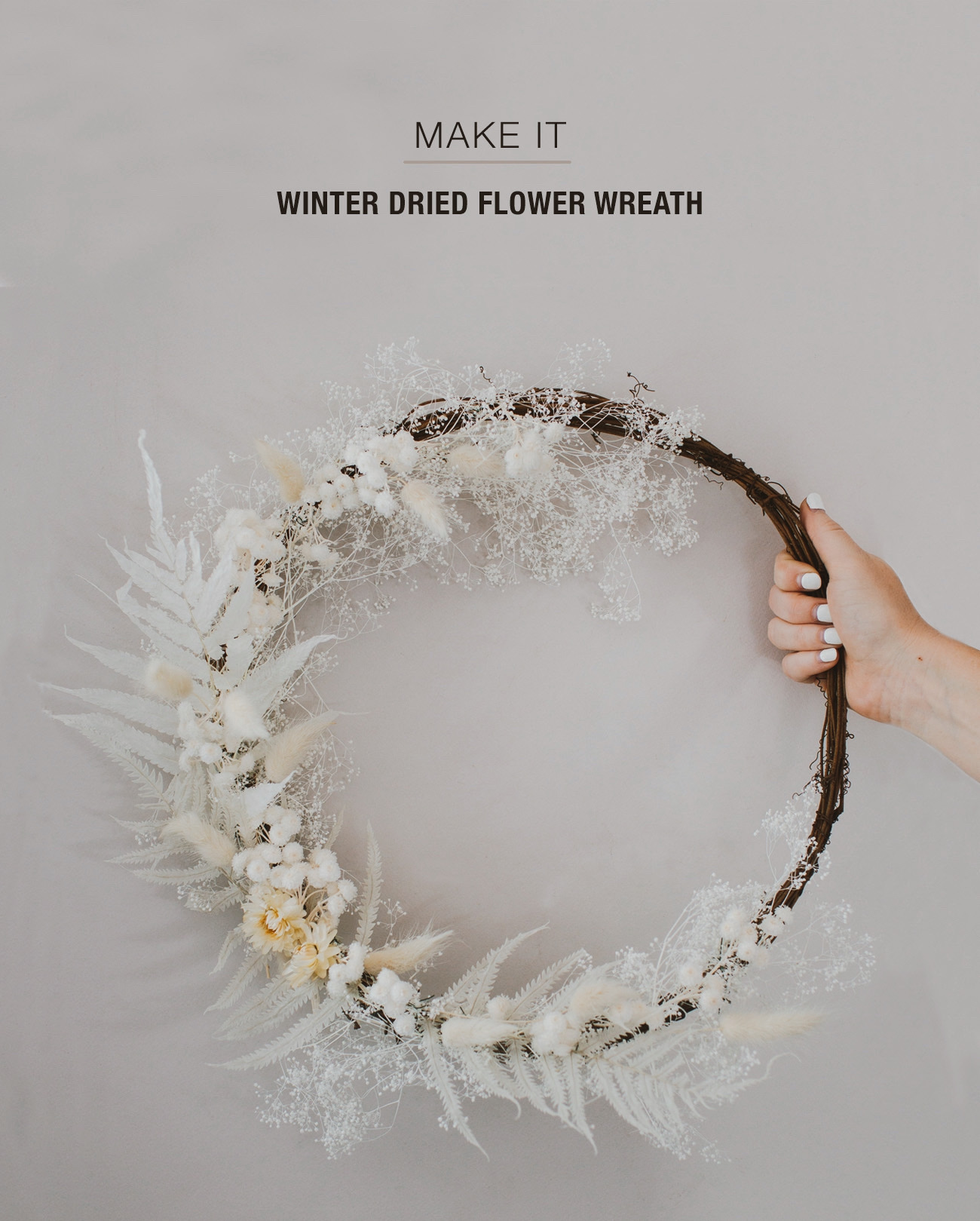 Winter Wreath with Dried Florals DIY