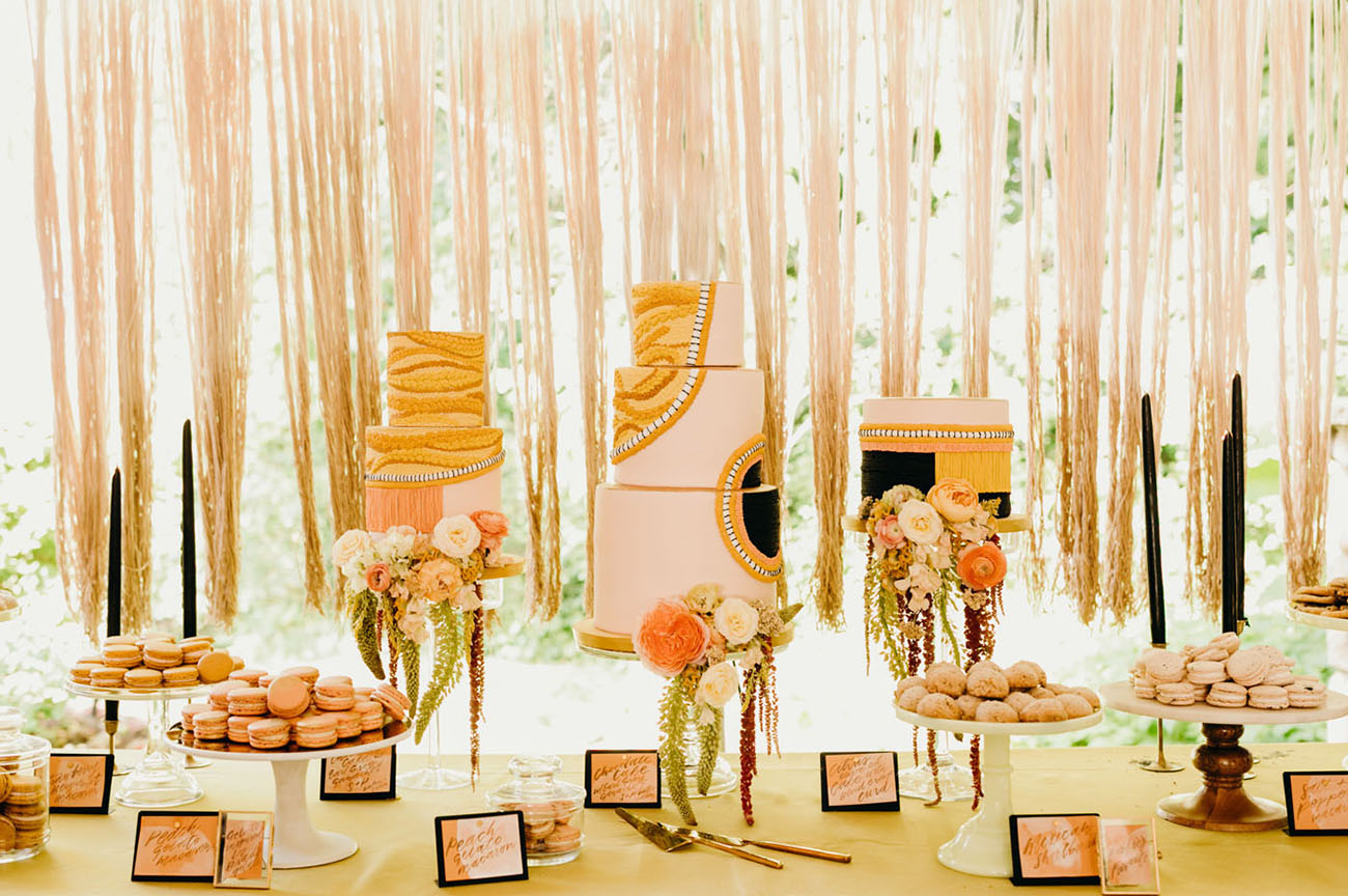 pink modern wedding cakes