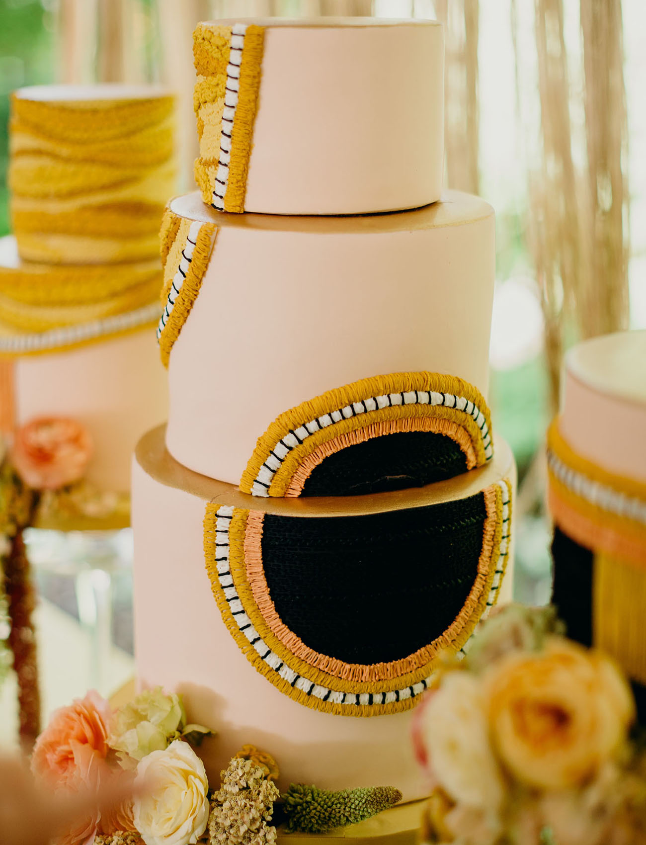 woven inspired wedding cake