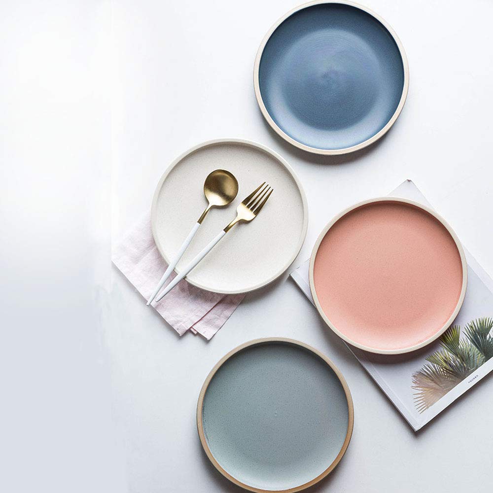 porcelain dinner plates in 4 soft colors