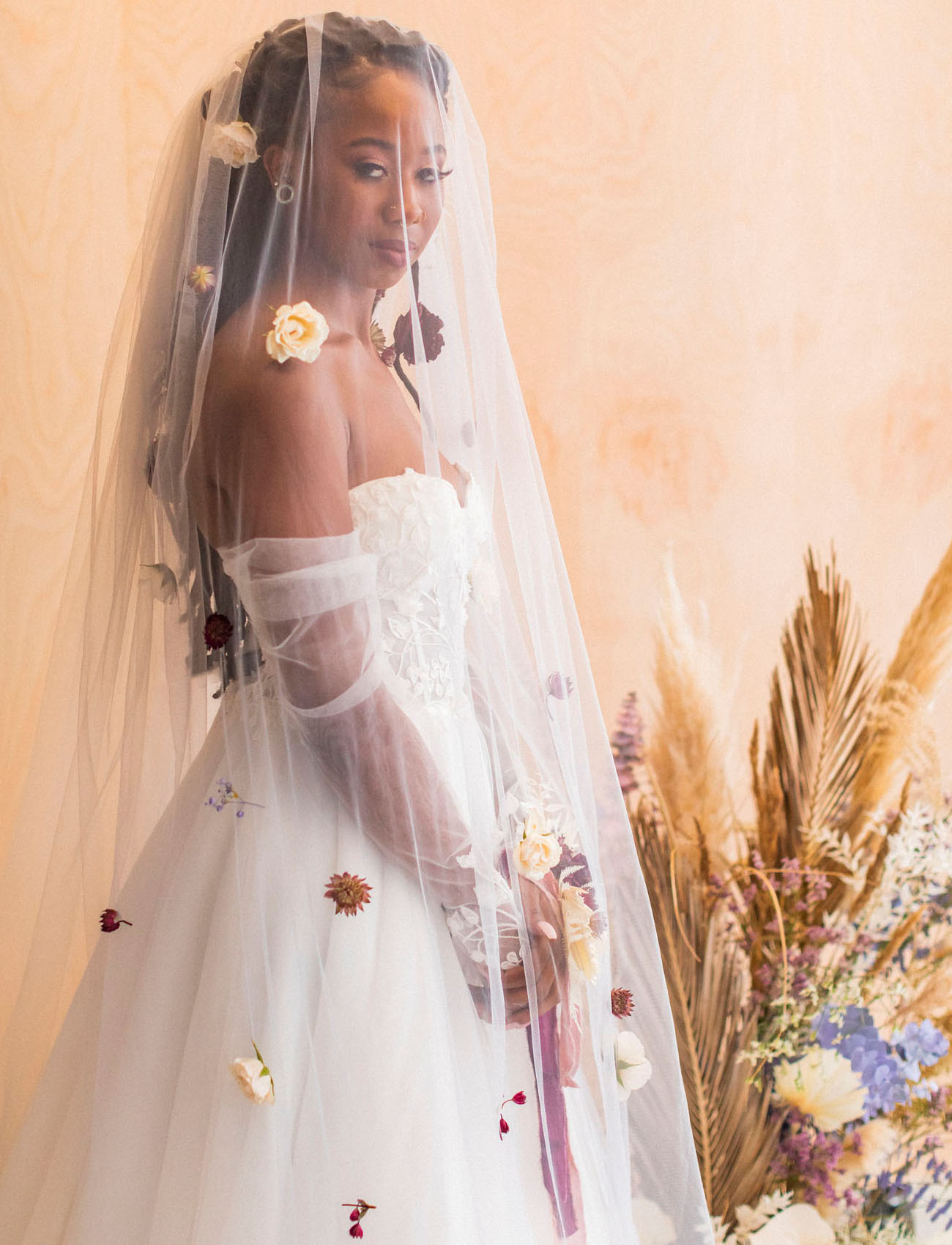 floral bridal veil