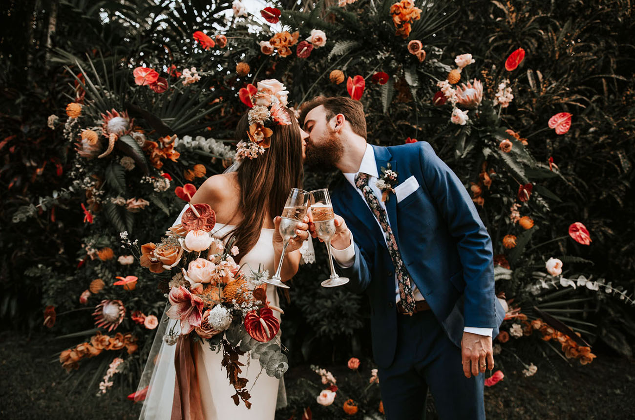 tropical wedding flowers backdrop