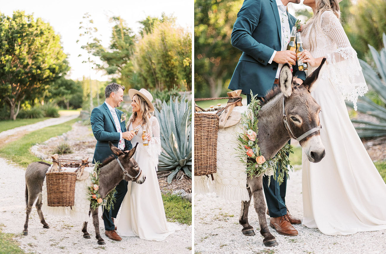 beer burros wedding donkeys