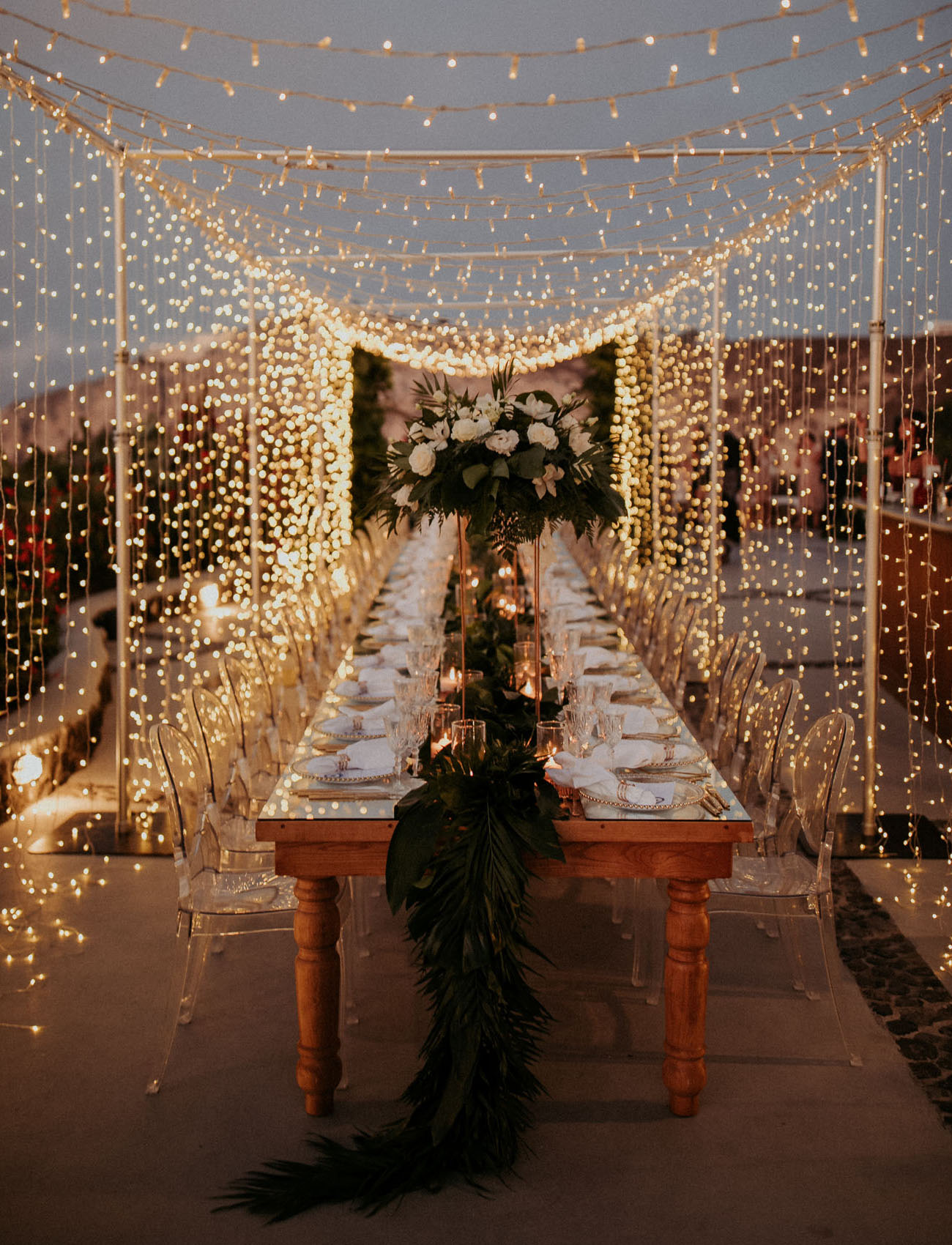Fairy Light Santorini Wedding