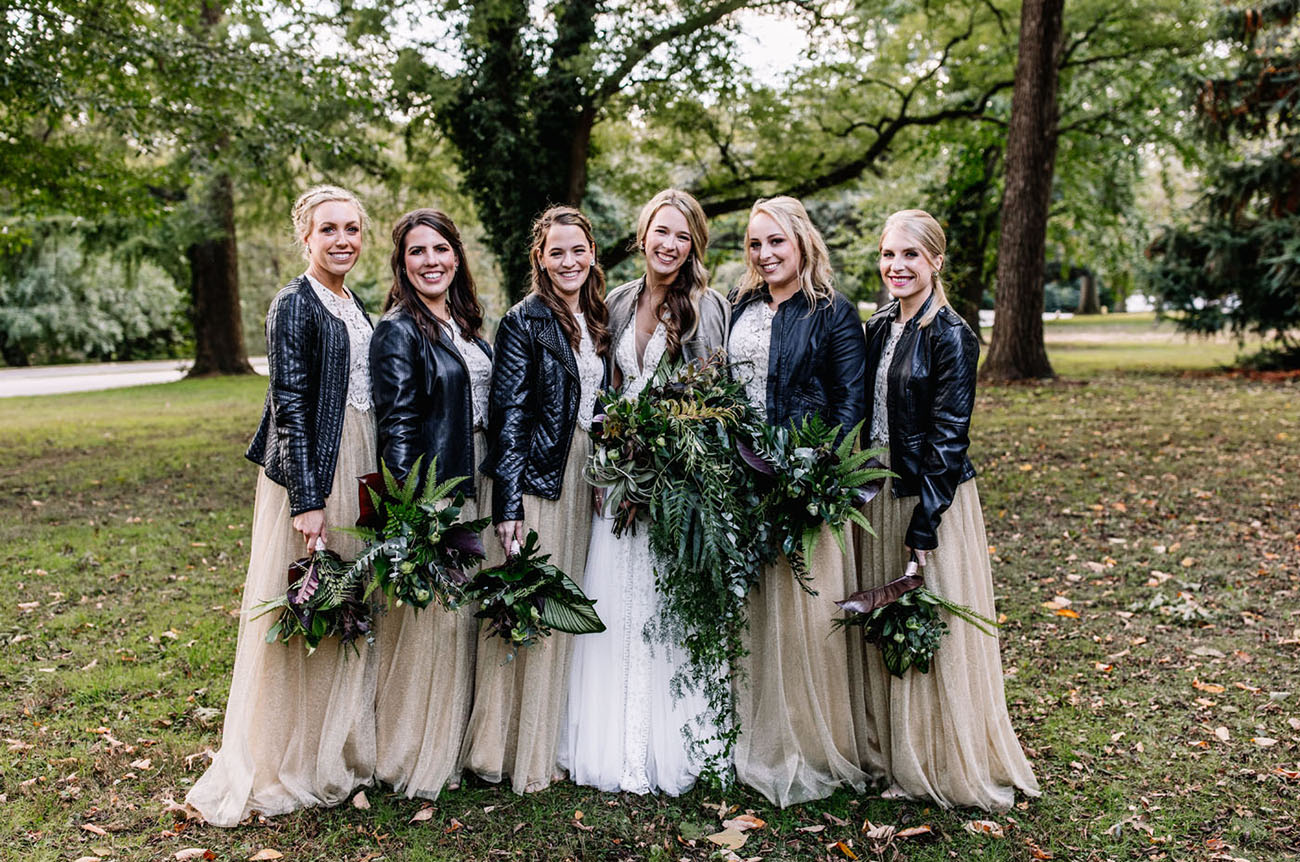 leather jacket bridesmaids