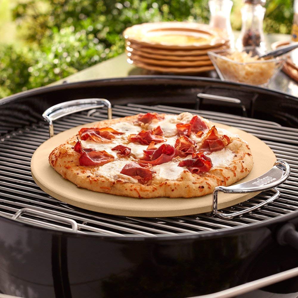 Gourmet BBQ System Pizza Stone with Carry Rack