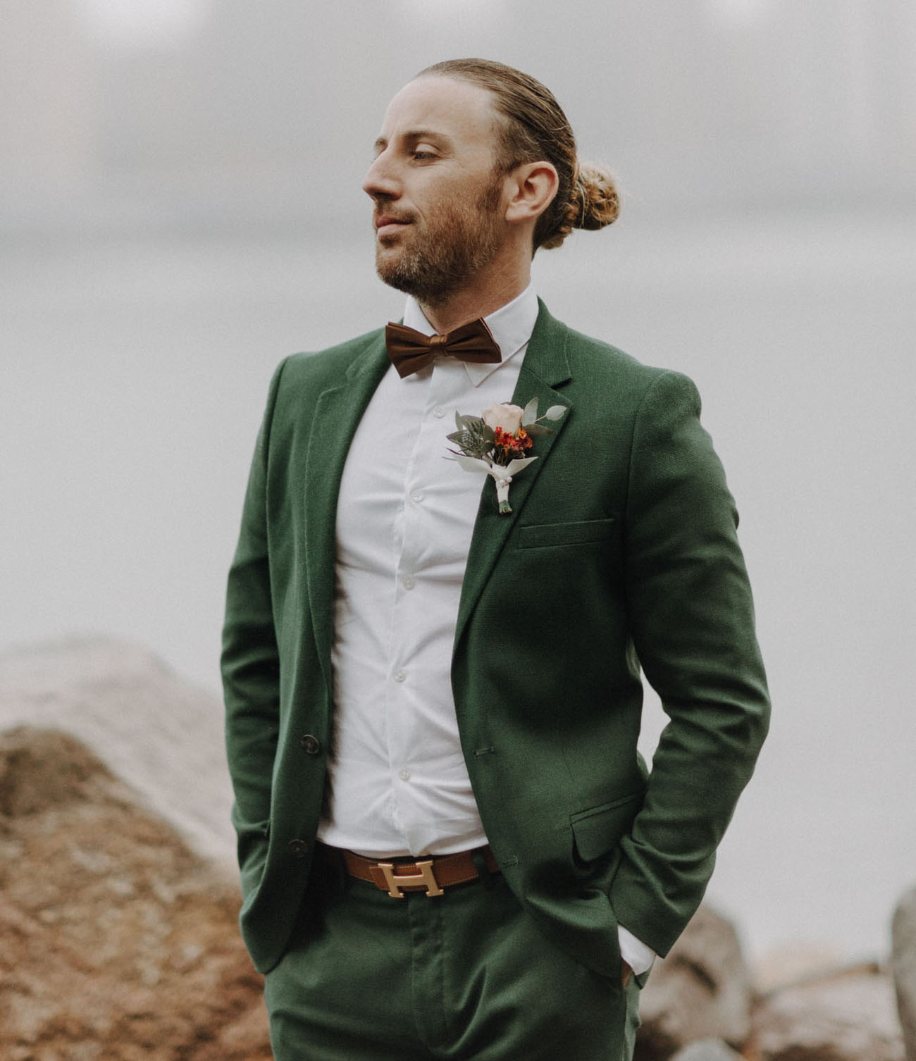 green grooms suit